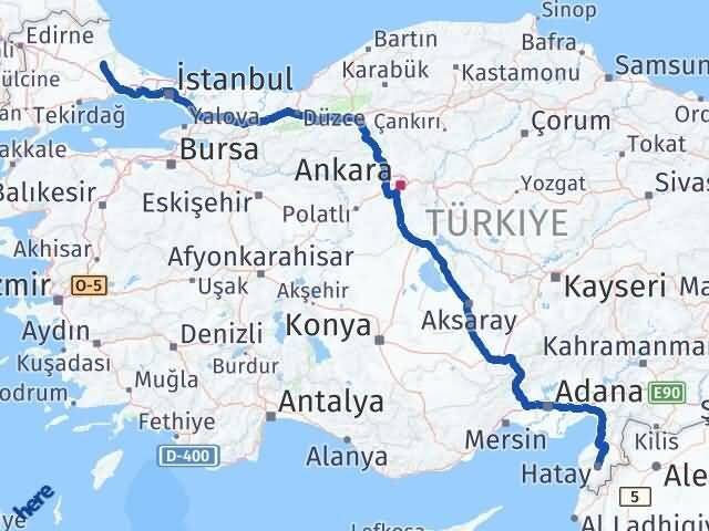 Hatay Saray Tekirdağ Arası Kaç Km - Yol Haritası