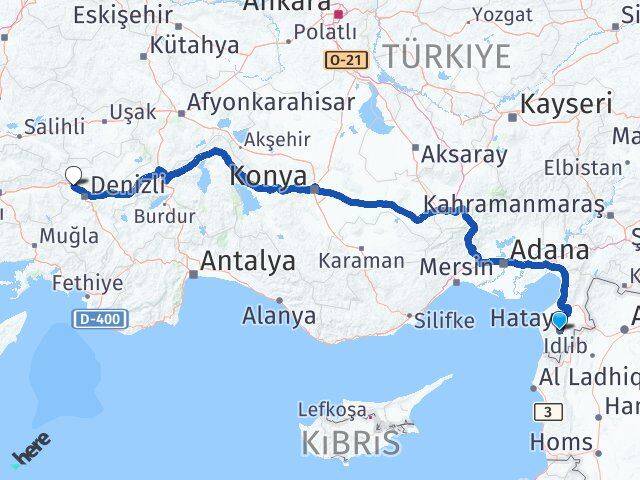 Hatay Sarayköy Denizli Arası Kaç Km - Yol Haritası
