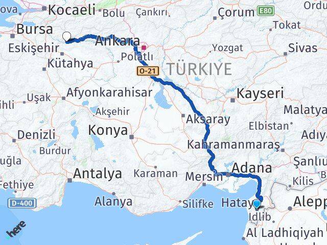 Hatay Sarıcakaya Eskişehir Arası Kaç Km - Yol Haritası