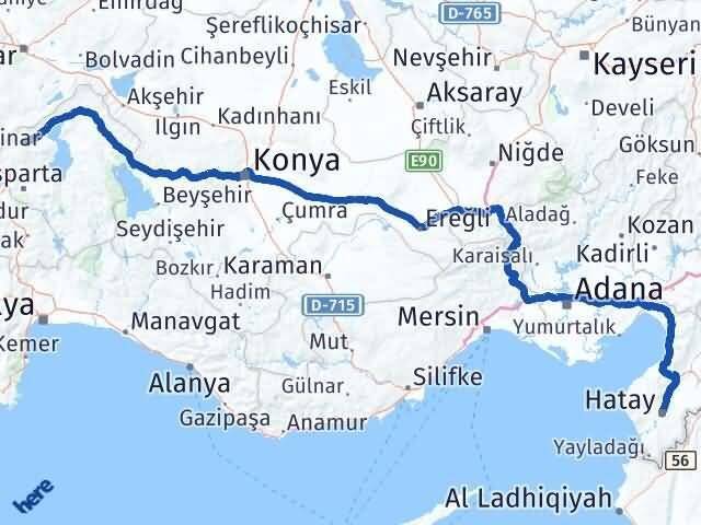 Hatay Senirkent Isparta Arası Kaç Km - Yol Haritası