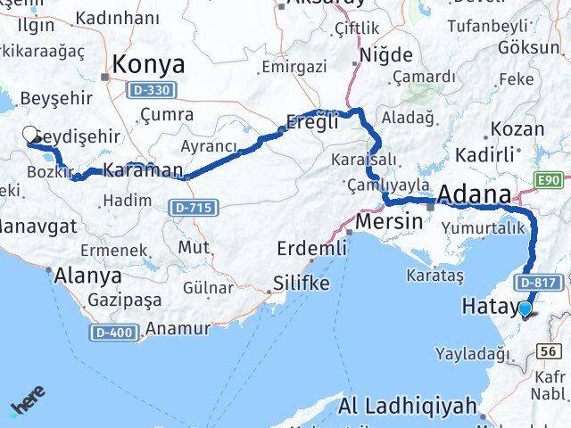 Hatay Seydişehir Konya Arası Kaç Km - Yol Haritası