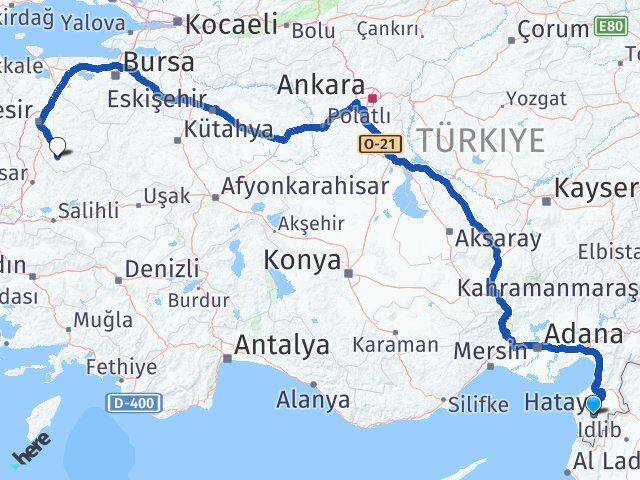 Hatay Sındırgı Balıkesir Arası Kaç Km - Yol Haritası