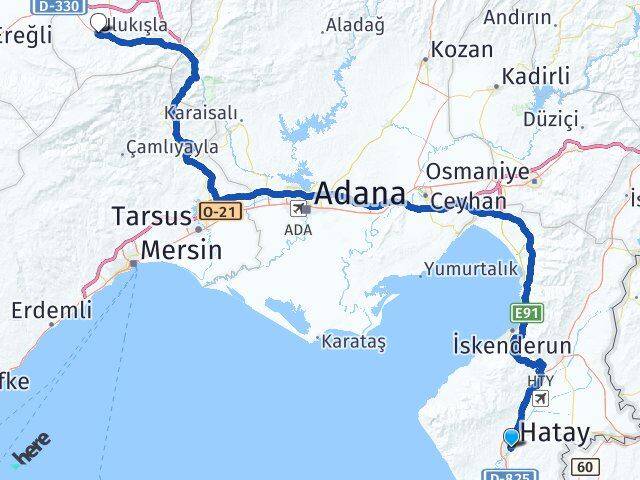 Hatay Ulukışla Niğde Arası Kaç Km - Yol Haritası