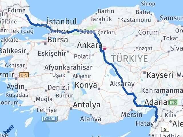 Hatay Vize Kırklareli Arası Kaç Km - Yol Haritası