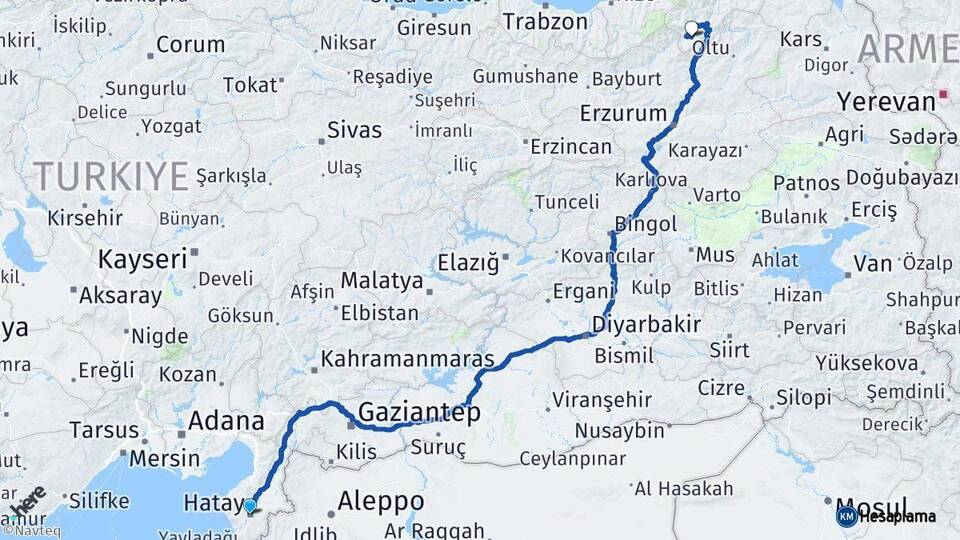 Hatay Yusufeli Artvin Arası Kaç Km - Yol Haritası