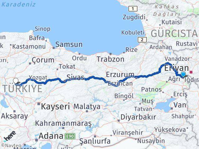 Iğdır Akçakent Kırşehir Arası Kaç Km - Yol Haritası