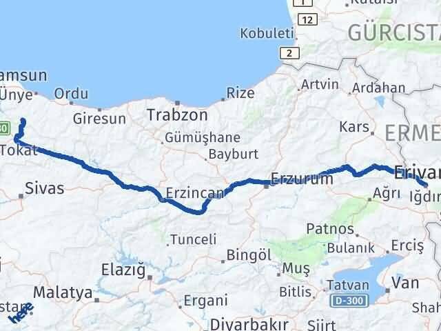 Iğdır Akkuş Ordu Arası Kaç Km - Yol Haritası