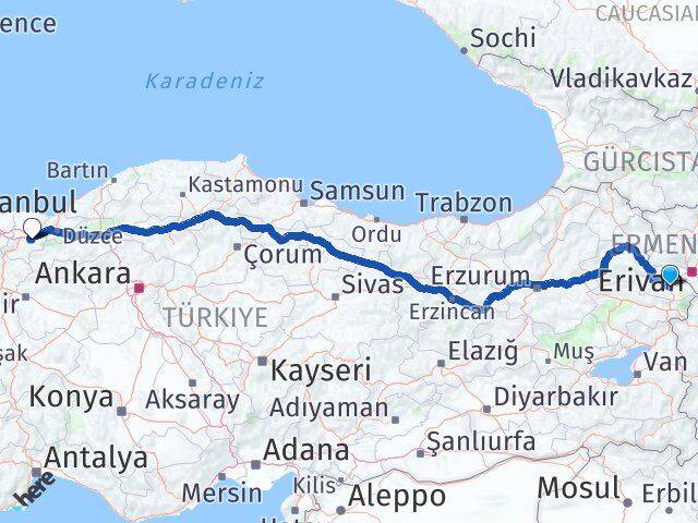 Iğdır Akyazı Sakarya Arası Kaç Km - Yol Haritası