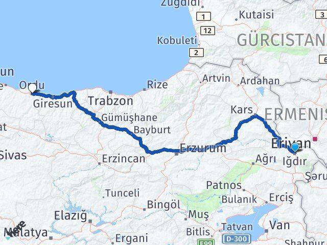Iğdır Altınordu Arası Kaç Km - Yol Haritası