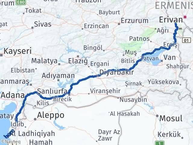 Iğdır Altınözü Hatay Arası Kaç Km - Yol Haritası