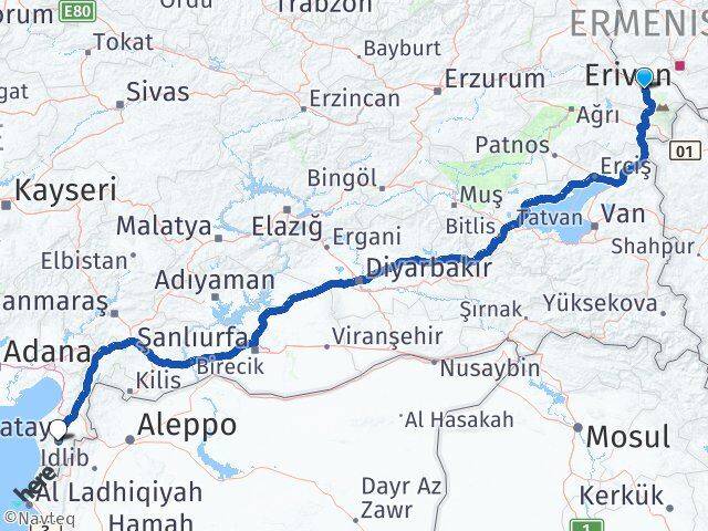 Iğdır Antakya Hatay Arası Kaç Km - Yol Haritası