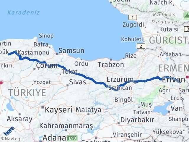 Iğdır Araç Kastamonu Arası Kaç Km - Yol Haritası