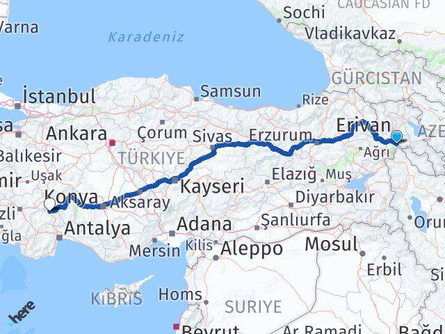 Iğdır Aralık Burdur Arası Kaç Km - Yol Haritası