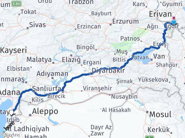 Iğdır Aralık Hatay Arası Kaç Km - Yol Haritası