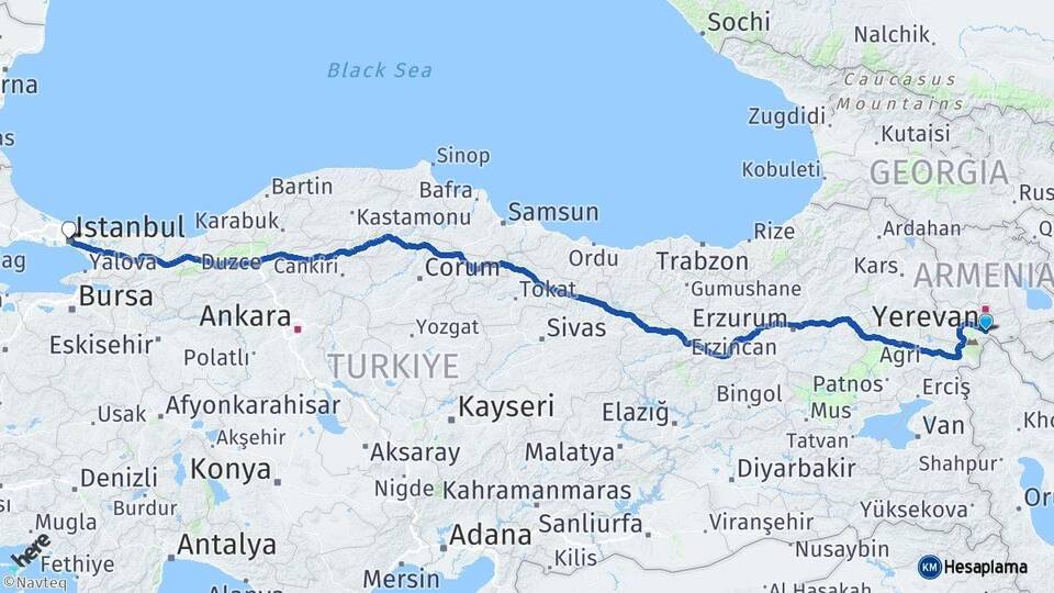 Iğdır Aralık İstanbul Arası Kaç Km - Yol Haritası