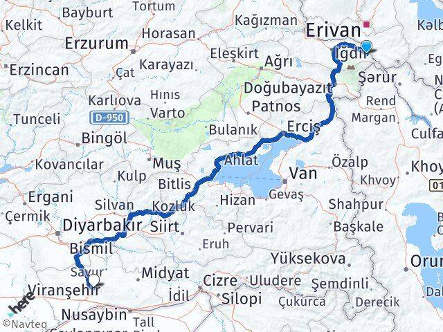 Iğdır Aralık Mardin Arası Kaç Km - Yol Haritası