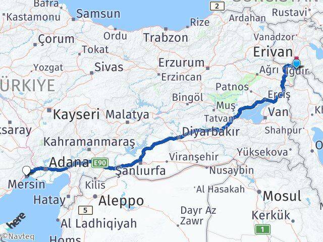 Iğdır Aralık Mersin Arası Kaç Km - Yol Haritası