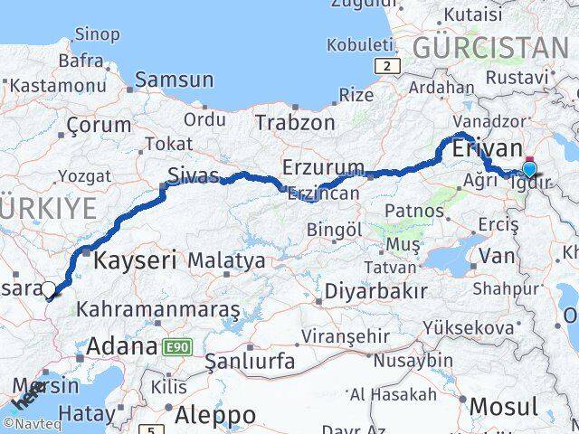 Iğdır Aralık Niğde Arası Kaç Km - Yol Haritası