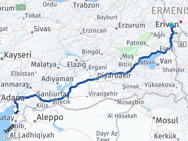 Iğdır Arsuz Hatay Arası Kaç Km - Yol Haritası