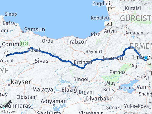 Iğdır Aydıncık Yozgat Arası Kaç Km - Yol Haritası