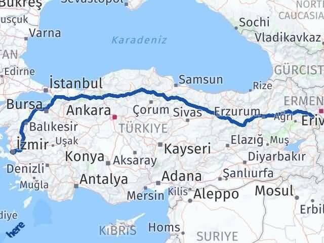 Iğdır Balçova İzmir Arası Kaç Km - Yol Haritası
