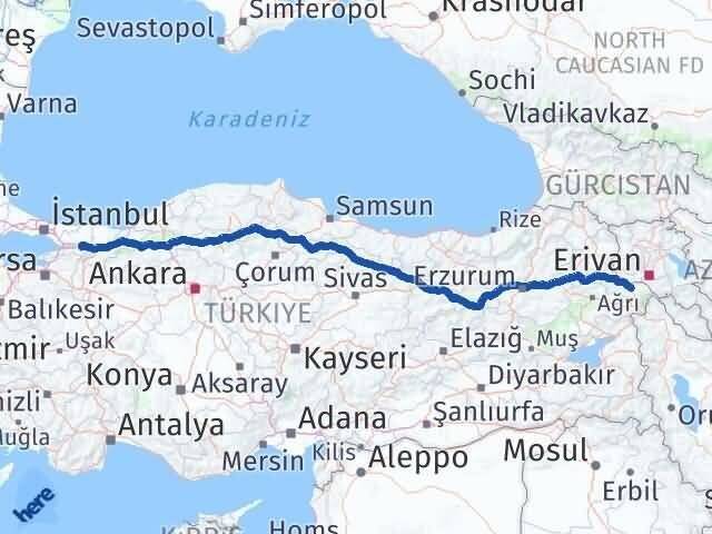 Iğdır Başiskele Kocaeli Arası Kaç Km - Yol Haritası
