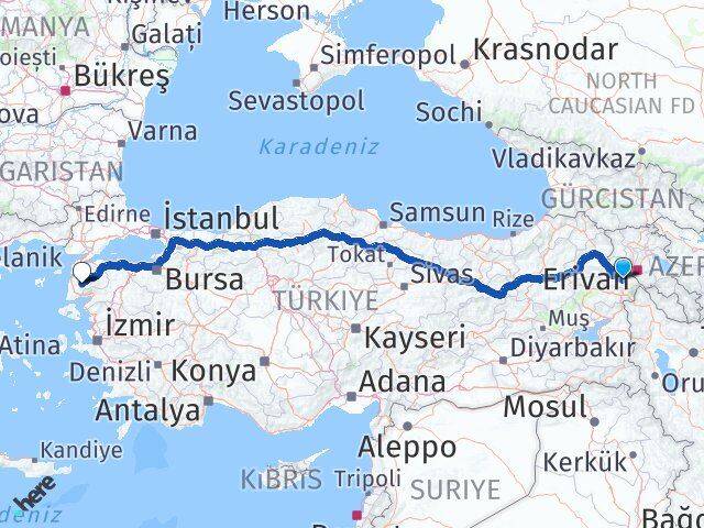 Iğdır Bayramiç Çanakkale Arası Kaç Km - Yol Haritası