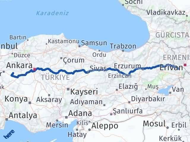 Iğdır Beylikova Eskişehir Arası Kaç Km - Yol Haritası
