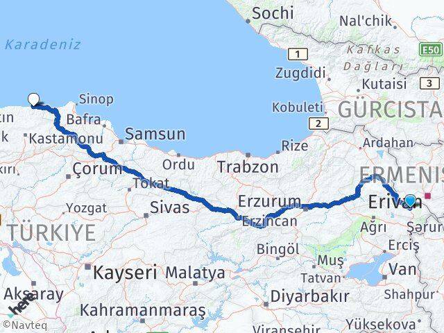 Iğdır Bozkurt Kastamonu Arası Kaç Km - Yol Haritası
