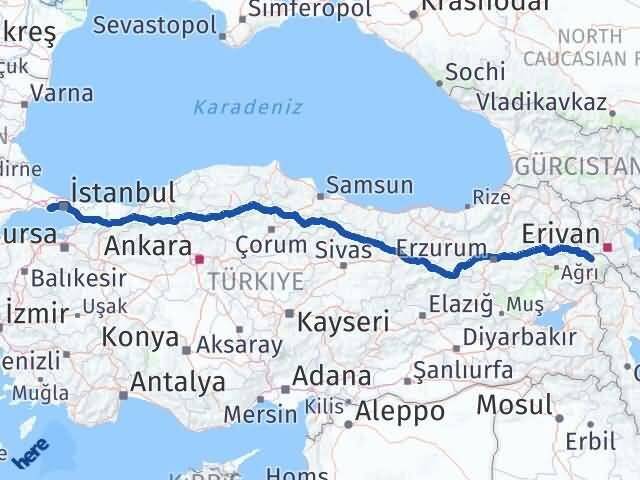 Iğdır Büyükçekmece İstanbul Arası Kaç Km - Yol Haritası