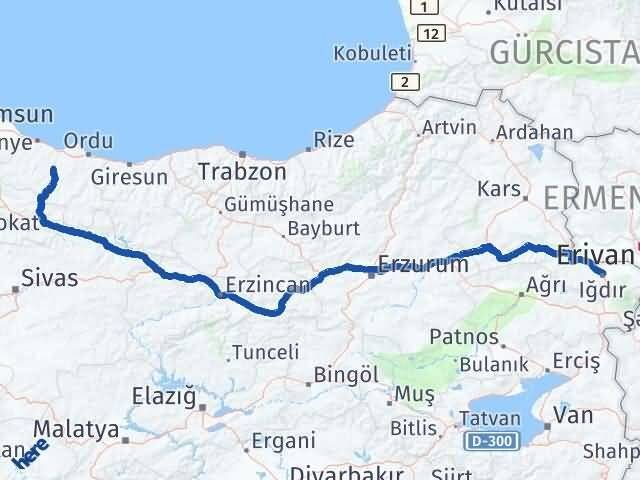 Iğdır Çatalpınar Ordu Arası Kaç Km - Yol Haritası