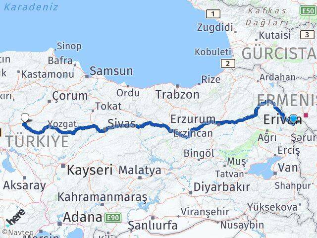 Iğdır Delice Kırıkkale Arası Kaç Km - Yol Haritası