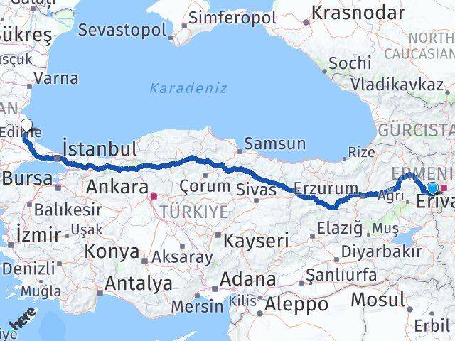 Iğdır Demirköy Kırklareli Arası Kaç Km - Yol Haritası