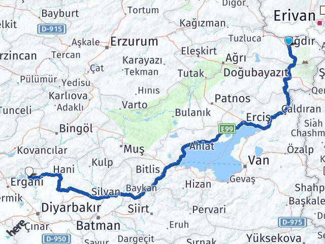 Iğdır Dicle Diyarbakır Arası Kaç Km - Yol Haritası