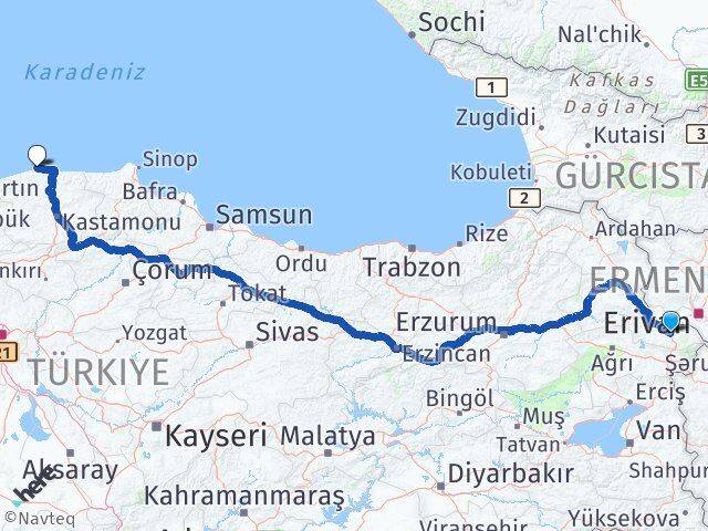 Iğdır Doğanyurt Kastamonu Arası Kaç Km - Yol Haritası