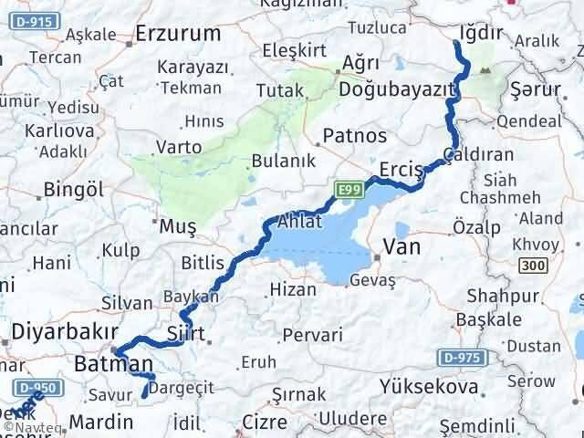 Iğdır Gercüş Batman Arası Kaç Km - Yol Haritası