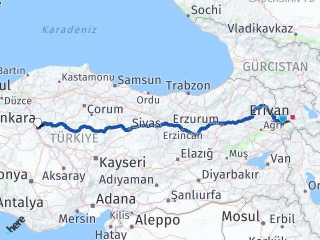 Iğdır Gölbaşı Ankara Arası Kaç Km - Yol Haritası