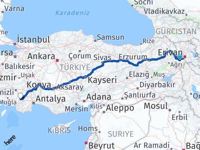 Iğdır Gölhisar Burdur Arası Kaç Km - Yol Haritası