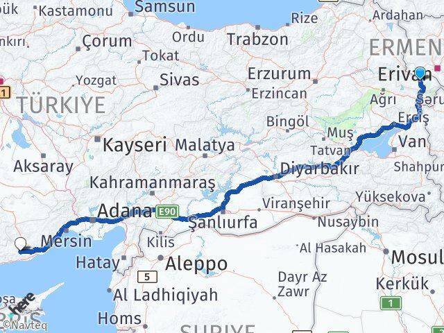 Iğdır Gülnar Mersin Arası Kaç Km - Yol Haritası