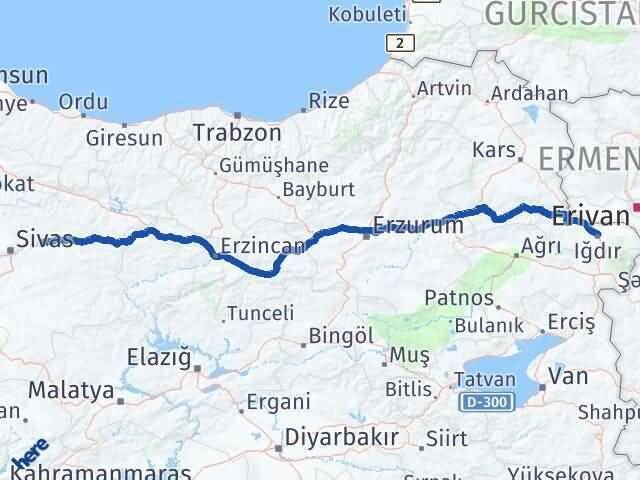 Iğdır Hafik Sivas Arası Kaç Km - Yol Haritası