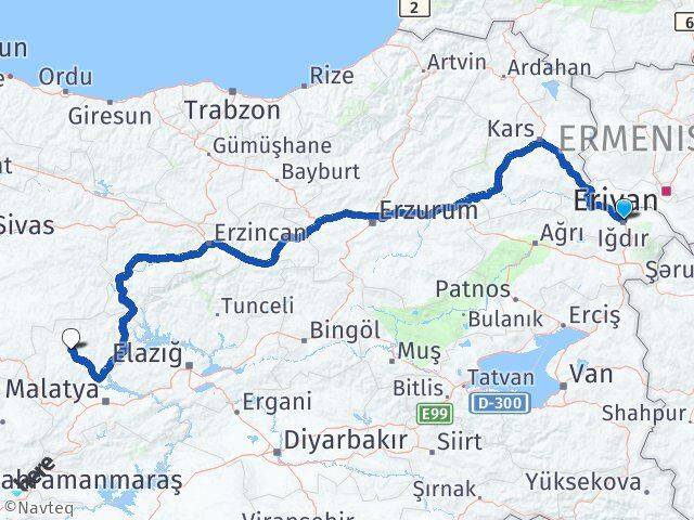 Iğdır Hekimhan Malatya Arası Kaç Km - Yol Haritası