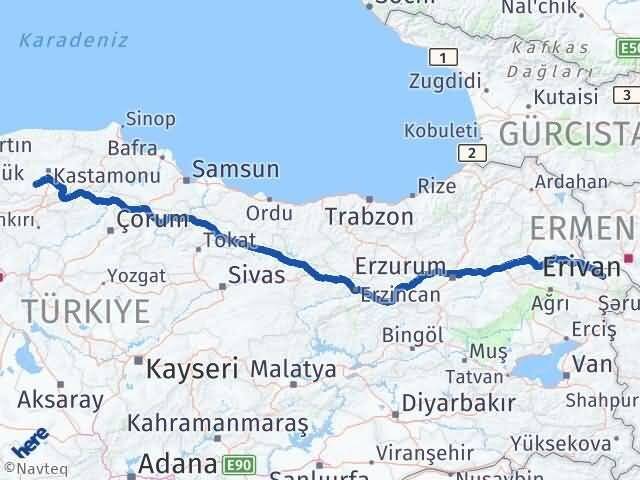 Iğdır İhsangazi Kastamonu Arası Kaç Km - Yol Haritası