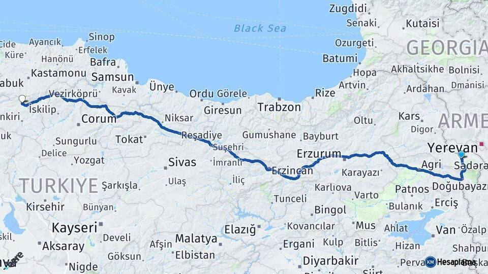 Iğdır Ilgaz Çankırı Arası Kaç Km - Yol Haritası