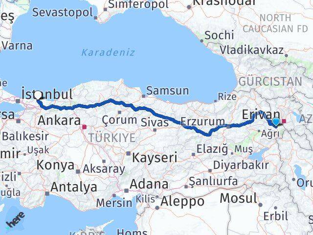 Iğdır Kandıra Kocaeli Arası Kaç Km - Yol Haritası