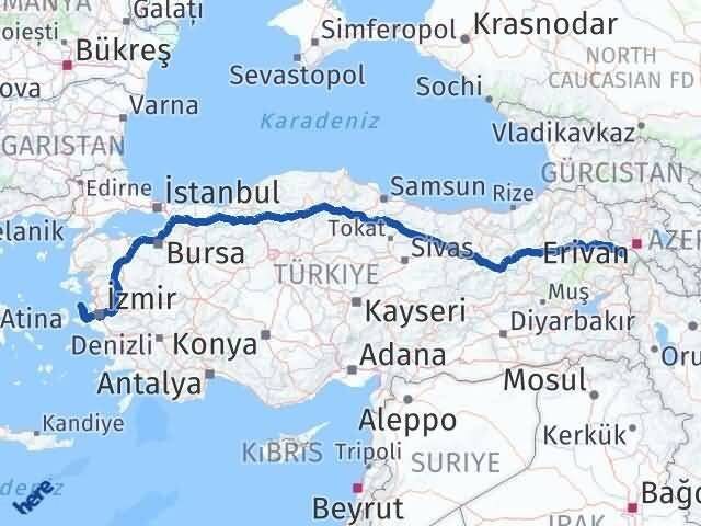 Iğdır Karaburun İzmir Arası Kaç Km - Yol Haritası