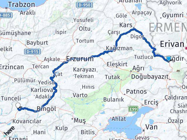 Iğdır Karakoçan Elazığ Arası Kaç Km - Yol Haritası