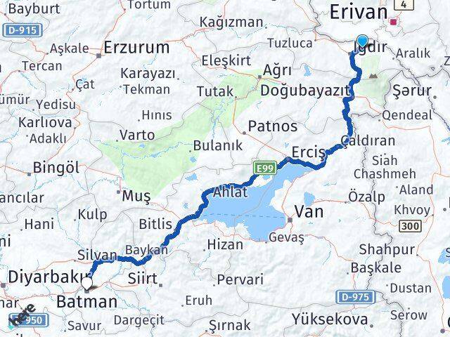 Iğdır Karakoyunlu Batman Arası Kaç Km - Yol Haritası