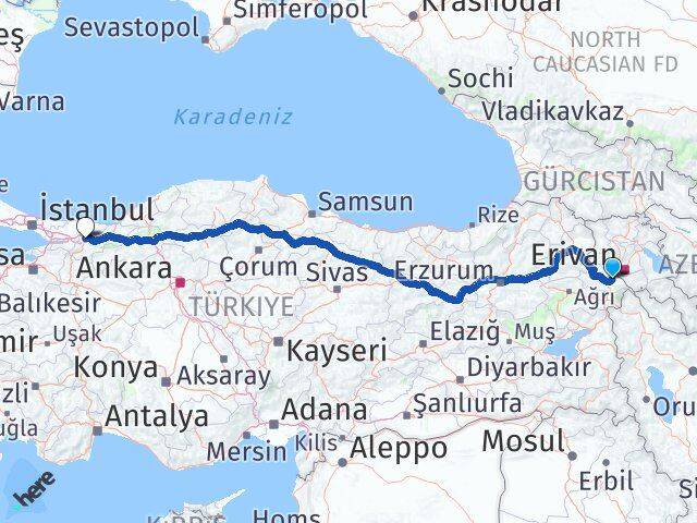Iğdır Karakoyunlu Sakarya Arası Kaç Km - Yol Haritası