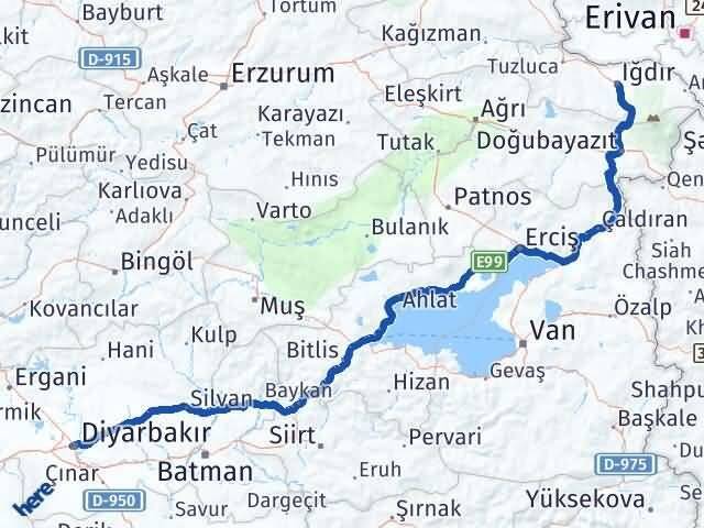 Iğdır Kayapınar Diyarbakır Arası Kaç Km - Yol Haritası