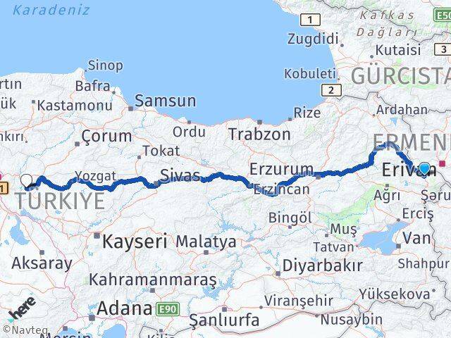 Iğdır Keskin Kırıkkale Arası Kaç Km - Yol Haritası
